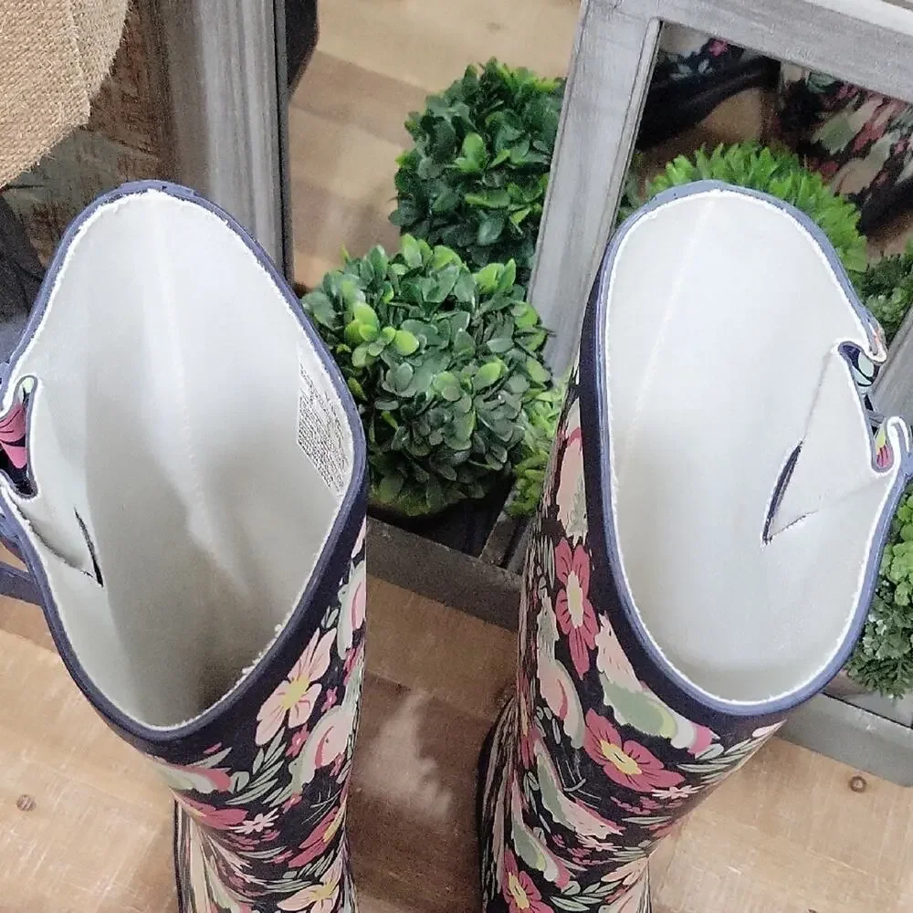 Western Chief Garden Rain Boots Womens Sz 8 Multicolor Floral Gorpcore, Utility